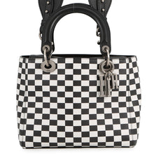 将图像加载到图库查看器中，Dior Lady&#39;s Dior Checkered 2-Way Bag White/Black Leather Size Medium
