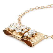 Load image into Gallery viewer, DOLCE&amp;GABBANA Ribbon motif Pendant Gold Metal Rhinestone Faux Pearl
