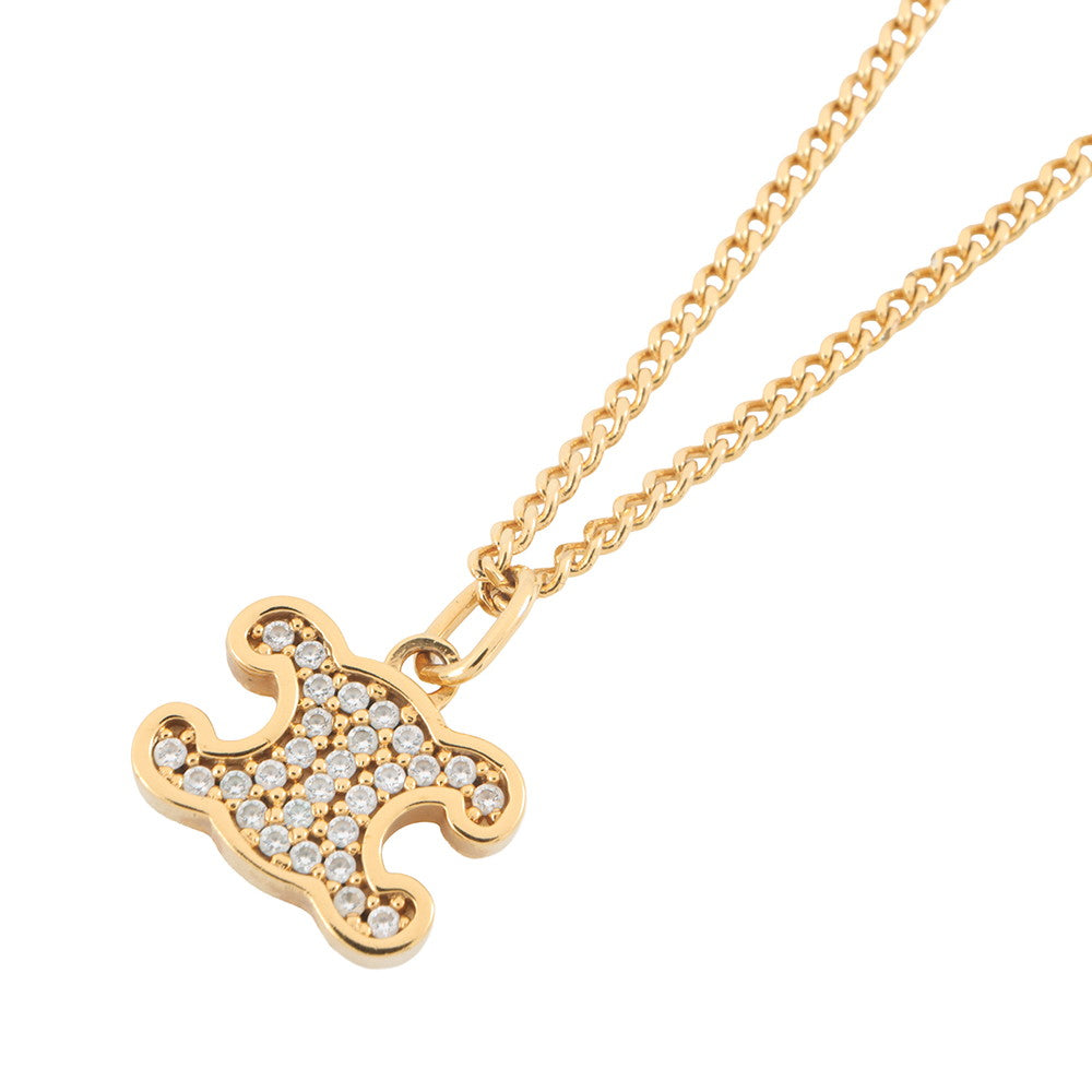CELINE Triomphe Rhinestone Necklace Gold460GB6BZI Metal Rhinestone