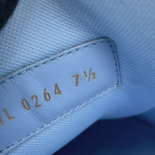 将图像加载到图库查看器中，LOUIS VUITTON Trainer Line Sneakers White/Light Blue Leather Canvas Size 7.5
