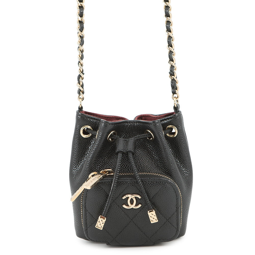 CHANEL Matelasse bucket bag BlackAS2353 Caviar Leather