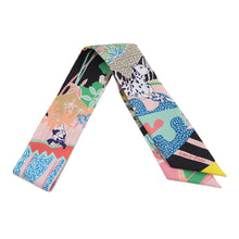 Load image into Gallery viewer, HERMES Twilly "Freely" Henliberté Jaune Viff/Blue/Rouge Silk100%
