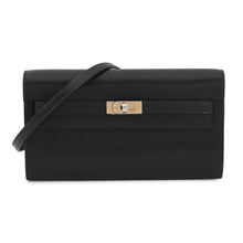 将图像加载到图库查看器中，HERMES Kelly wallet long to go Black Chevre Shamqila
