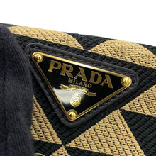 将图像加载到图库查看器中，PRADA Symbol Embroidery Shoulder Bag Beige/Black2VD034 Canvas Leather
