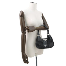 将图像加载到图库查看器中，PRADA Moon Re-Nylon 2way Handbag Black1BA381 Leather Nylon
