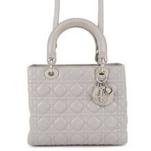 将图像加载到图库查看器中，Dior Lady Dior Canage Gray Leather Size Medium
