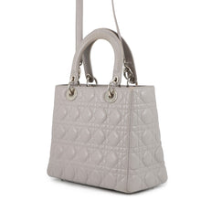 将图像加载到图库查看器中，Dior Lady Dior Canage Gray Leather Size Medium
