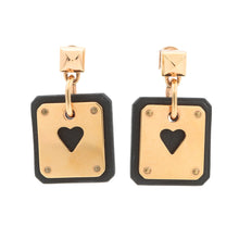 将图像加载到图库查看器中，HERMES As de Coeur Heart Motif Earrings Black Gold Plated
