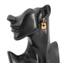 将图像加载到图库查看器中，HERMES As de Coeur Heart Motif Earrings Black Gold Plated
