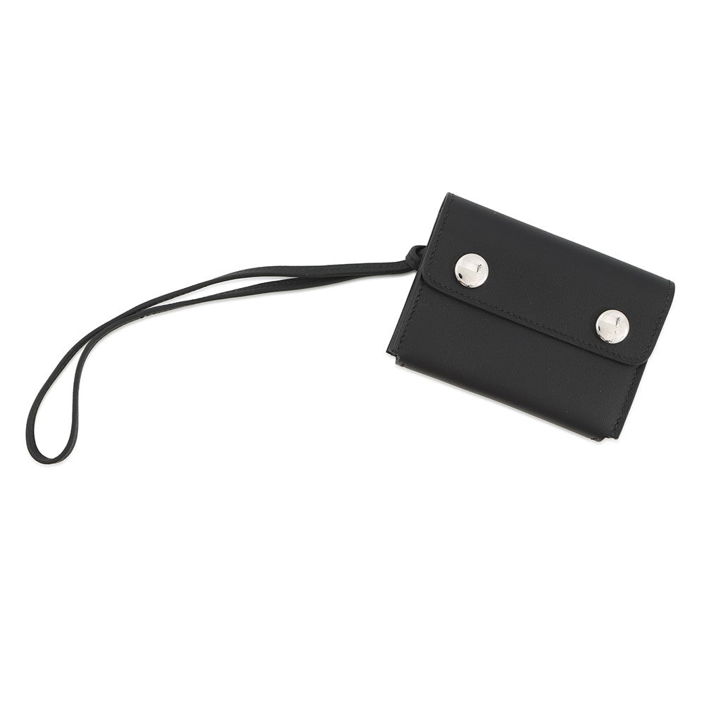 HERMES HERMES Nap Card Case Black Swift Leather
