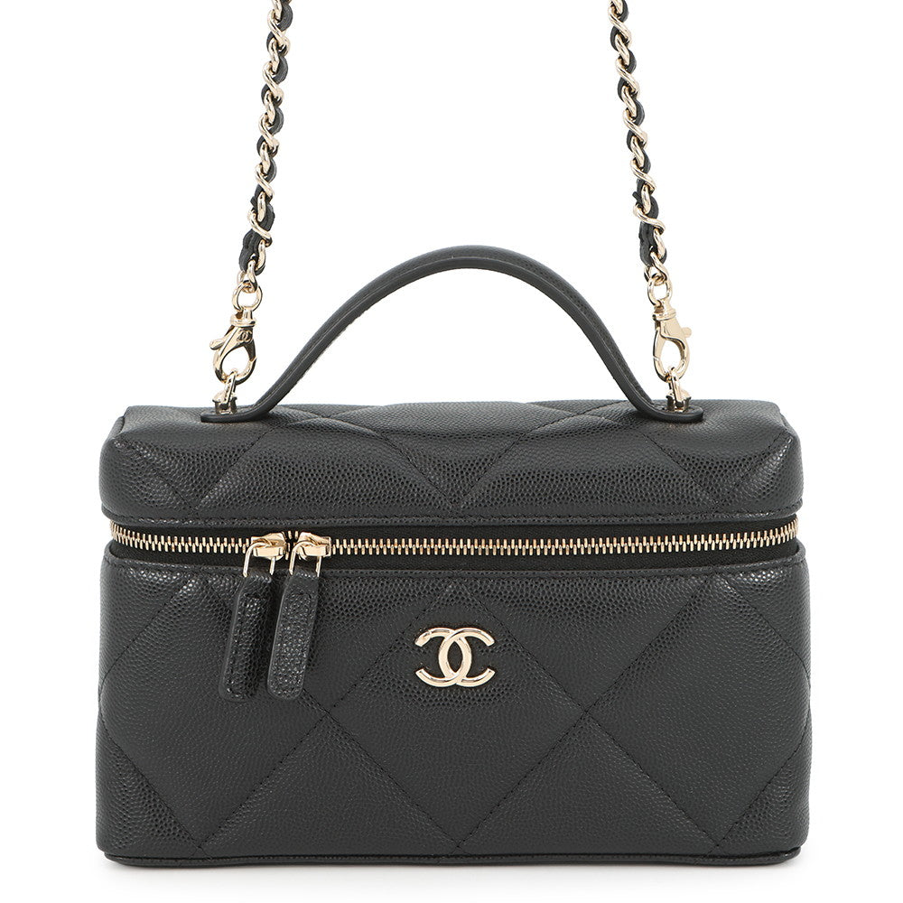 CHANEL Matelasse Vanity 2-Way Bag BlackAP4936 Caviar Leather