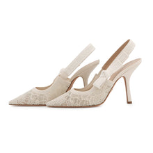 Load image into Gallery viewer, Dior Slingback Pumps Off-white Leather Canvas Size 39
