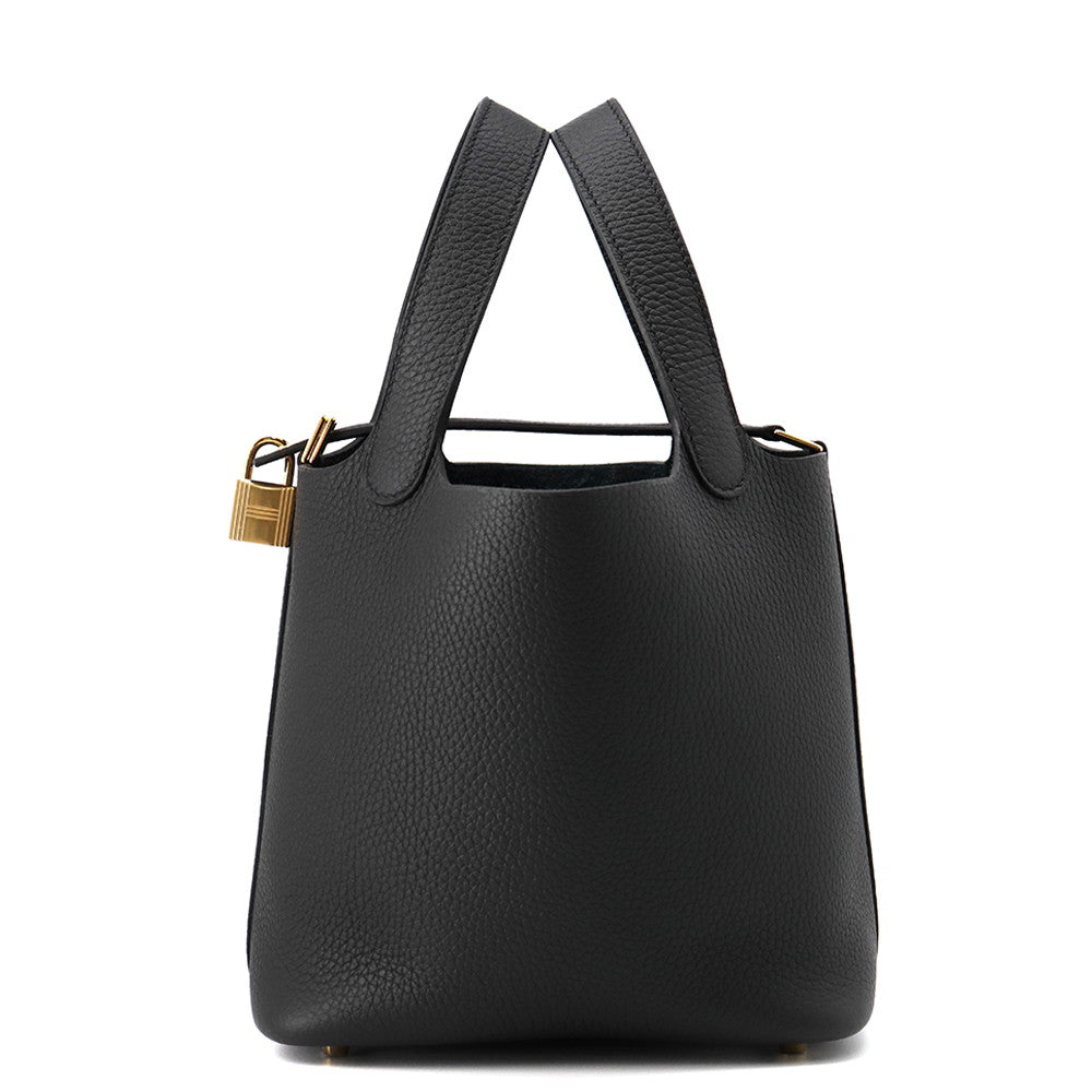 HERMES Picotin Lock Black Taurillon Clemence Size PM