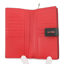 将图像加载到图库查看器中，Christian Louboutin Paloma Bifold Wallet Long Clothes Black/Red3195086 Leather/Rubber
