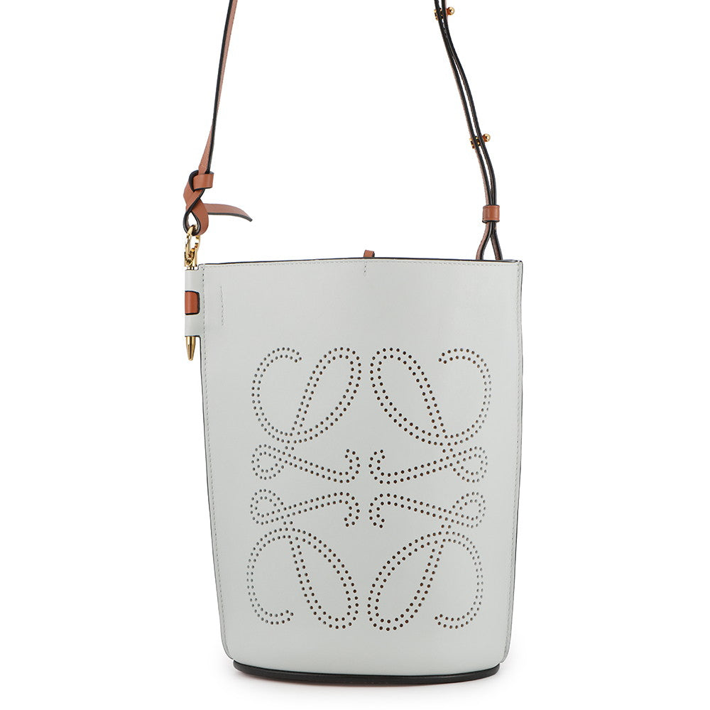 LOEWE Anagram Gate Bucket Shoulder Bag Light Blue/Brown309.22BZ57 Leather