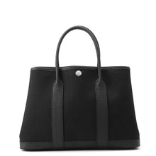 将图像加载到图库查看器中，HERMES Garden Party Black Toile Military Negonda Leather Size TPM
