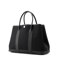 将图像加载到图库查看器中，HERMES Garden Party Black Toile Military Negonda Leather Size TPM
