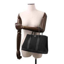 将图像加载到图库查看器中，HERMES Garden Party Black Toile Military Negonda Leather Size TPM
