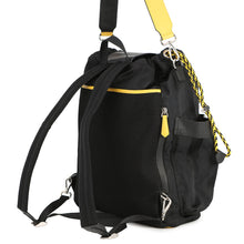 将图像加载到图库查看器中，FENDI Strike Pecan Backpack Black/Yellow7VZ056 Nylon Leather Size Large
