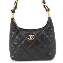 Load image into Gallery viewer, CHANEL Hobo Bag BlackAS4922 Shiny Lambskin Size Small
