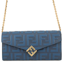Load image into Gallery viewer, FENDI Zucca Pattern F is FENDI Chain Long Wallet Blue8M0365 Leather
