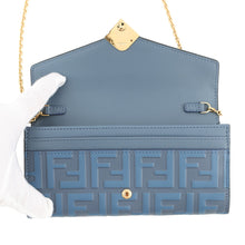 Load image into Gallery viewer, FENDI Zucca Pattern F is FENDI Chain Long Wallet Blue8M0365 Leather

