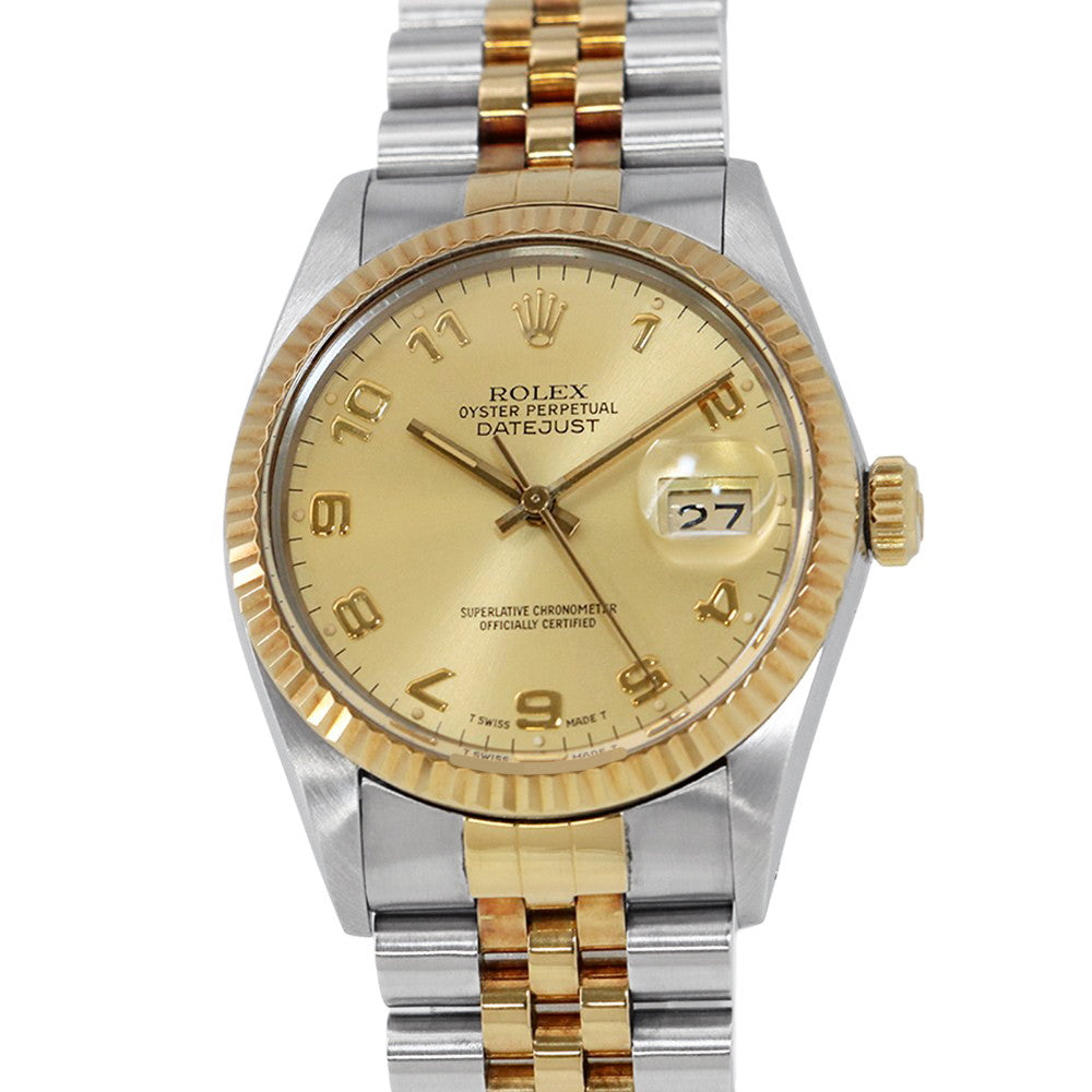 ROLEX Datejust W36mm Stainless Steel K18YG Champagne Dial16013