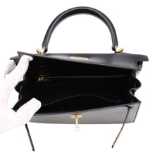 Load image into Gallery viewer, HERMES Kelly Sellier Black Box Calf Leather Size 25
