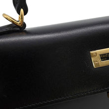 Load image into Gallery viewer, HERMES Kelly Sellier Black Box Calf Leather Size 25

