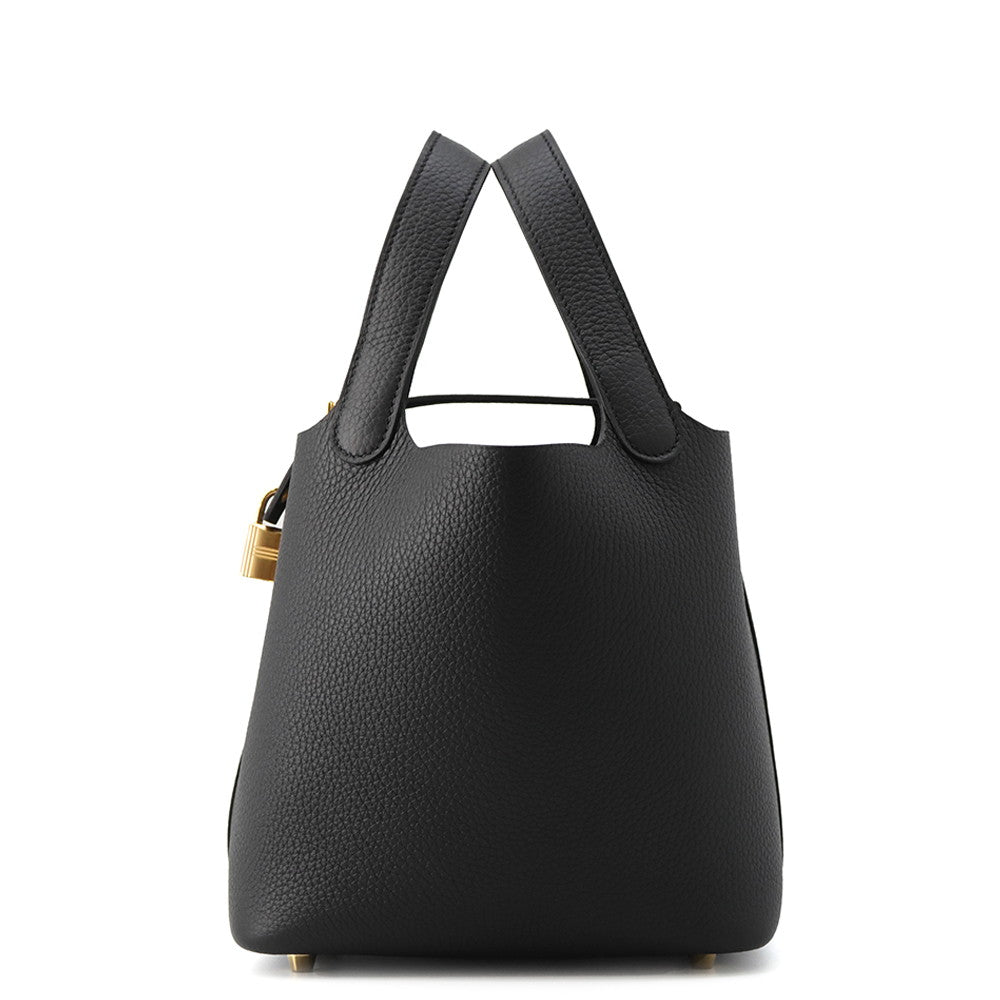 HERMES Picotin Padlock Black Taurillon Clemence Size PM