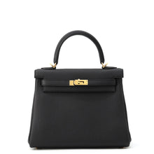 将图像加载到图库查看器中，HERMES Kelly Retourne Black Togo Leather Size 25
