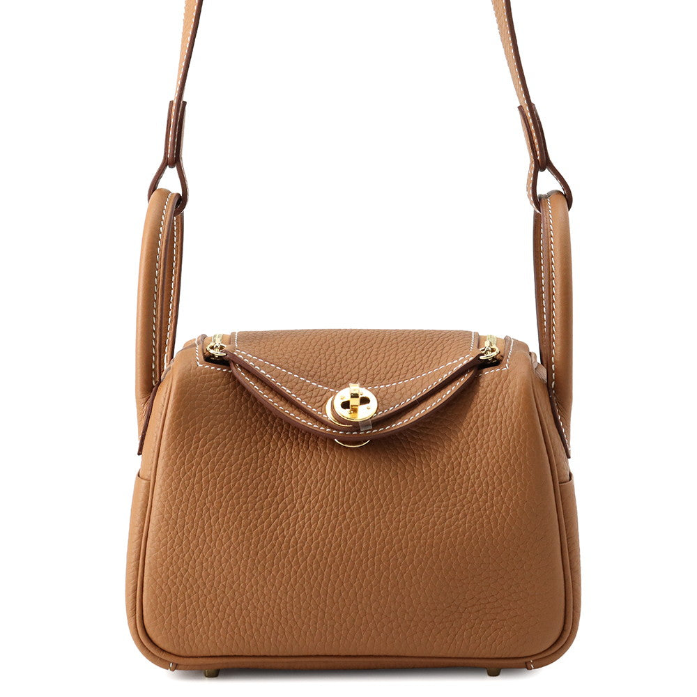 HERMES Lindy Gold Taurillon Clemence Size Mini