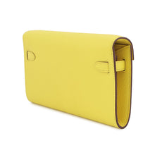 将图像加载到图库查看器中，HERMES Kelly wallet long to go Lime Chevre Myzore Goatskin
