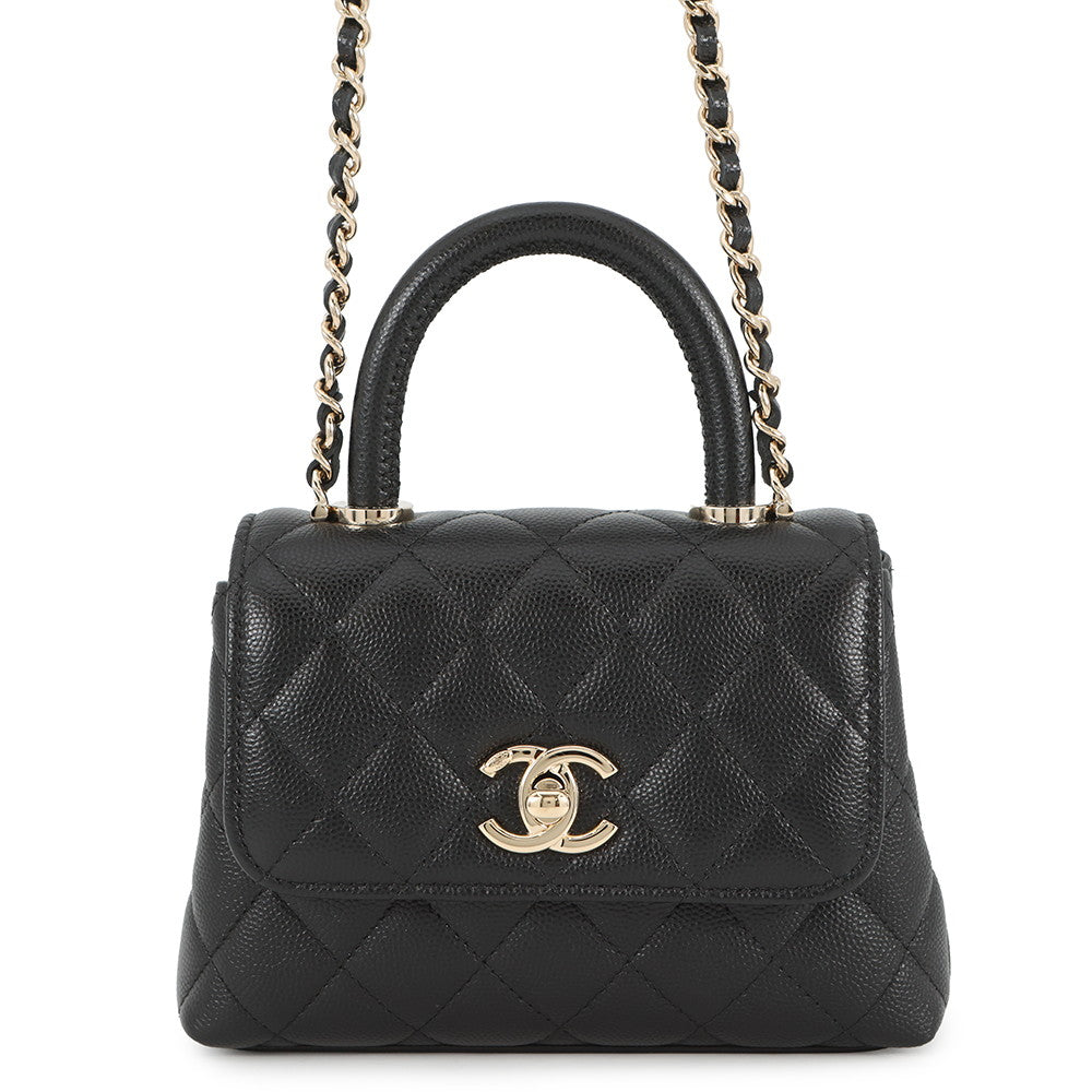 CHANEL Matelasse Coco Handle 2WAYHandbag BlackAP4244 Caviar Leather Size Mini mini