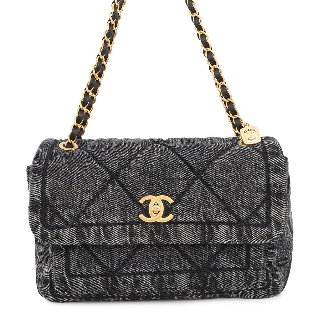 CHANEL Matelasse Flap Bag BlackAS5737 Washed Denim