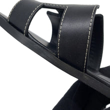 将图像加载到图库查看器中，HERMES Oran Sandals Black Leather Size 36
