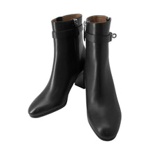 将图像加载到图库查看器中，HERMES Saint Germain Boots Black Calf Leather Size 36
