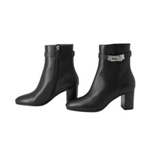 将图像加载到图库查看器中，HERMES Saint Germain Boots Black Calf Leather Size 36
