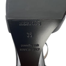 将图像加载到图库查看器中，HERMES Legend Sandals Black Leather Size 35
