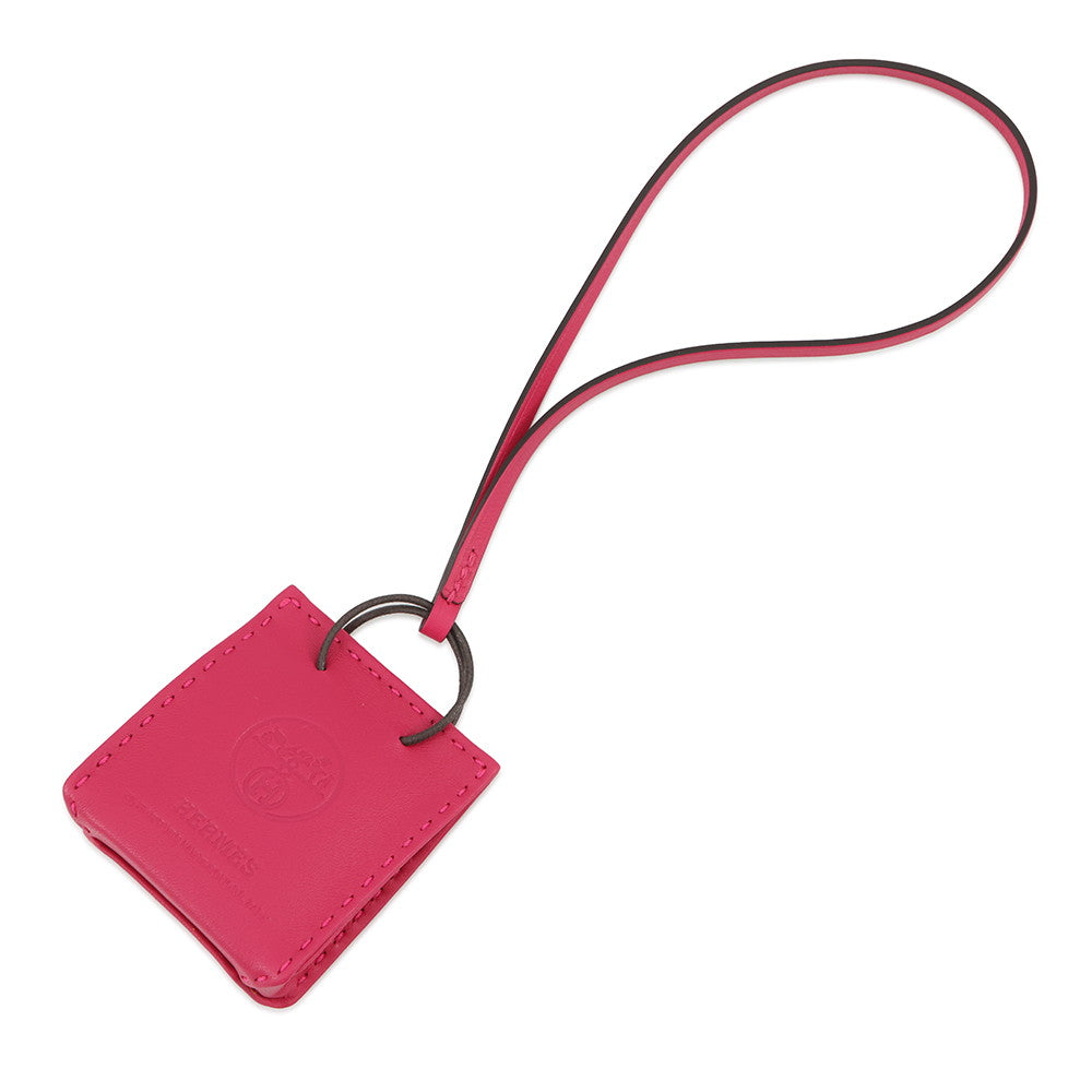 HERMES Sac Orange Bag Charm Rose mexico Lambskin