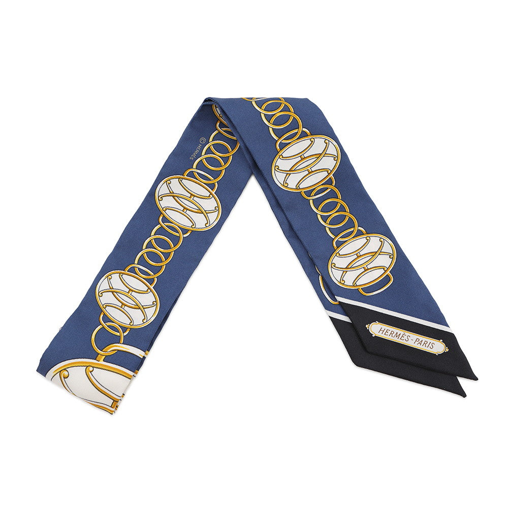 HERMES Twilly LIFT PROFIL Marine/Black/Gold Silk100%