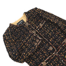 将图像加载到图库查看器中，CHANEL Tweed 4-pocket collarless jacket and skirt set with Gripoa buttons Size Jacket36/Skirt38 Black/Yellow/Navy/Bordeaux/GoldP61915V47013 Cotton44% Polyamide31% Silk12% Acetate9% Mohair 4%
