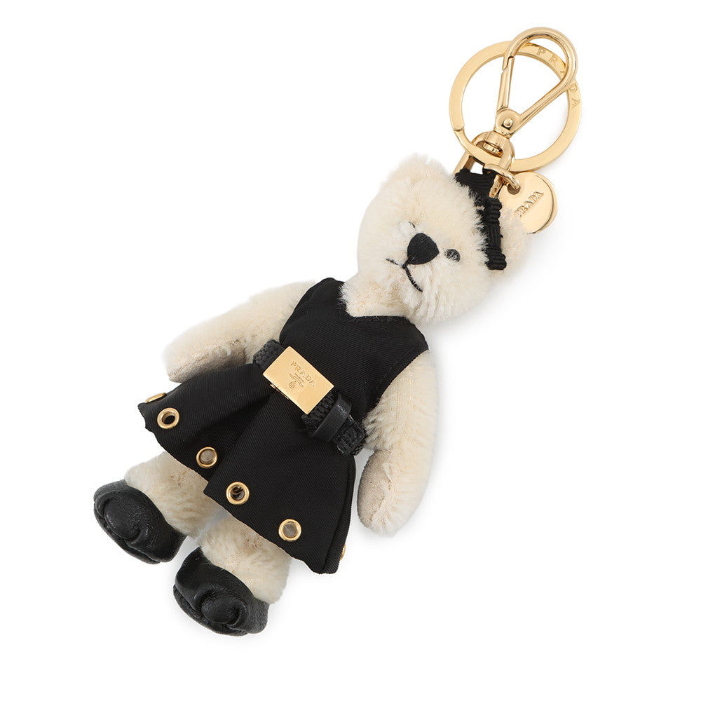 PRADA Teddy Keychain Black/Ivory1TO050 Nylon