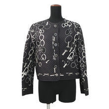 将图像加载到图库查看器中，HERMES Do Re Boucles Quilted Collarless Jacket Size 38 Black3H0202D4 Silk100%
