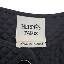 将图像加载到图库查看器中，HERMES Do Re Boucles Quilted Collarless Jacket Size 38 Black3H0202D4 Silk100%
