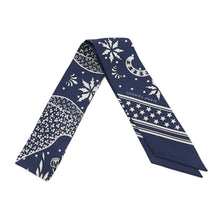 将图像加载到图库查看器中，HERMES Twilly Leopard・Bandana Blanc/Marine/Black Silk100%
