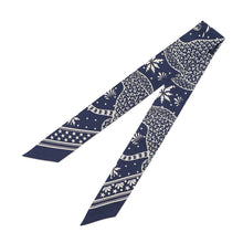 将图像加载到图库查看器中，HERMES Twilly Leopard・Bandana Blanc/Marine/Black Silk100%
