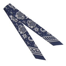 将图像加载到图库查看器中，HERMES Twilly Leopard・Bandana Blanc/Marine/Black Silk100%
