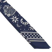 将图像加载到图库查看器中，HERMES Twilly Leopard・Bandana Blanc/Marine/Black Silk100%
