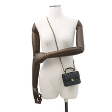 将图像加载到图库查看器中，CHANEL Top Handle Flap Coin Purse BlackAP2200 Lambskin
